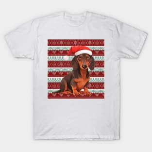 Funny Dachshund Dog Christmas Ugly T-Shirt